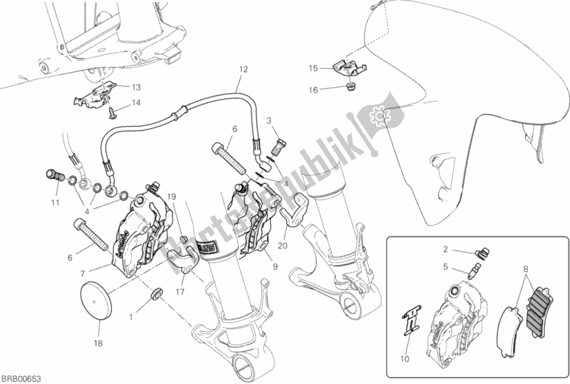 All parts for the Front Brake System of the Ducati Superbike Panigale V4 S Corse 1100 2019